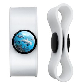 Coral Reef Dolphin and Shipwreck Headphone Earbud Cord Wrap - Charging Cable Manager - Wire Organizer Set of 2 - White