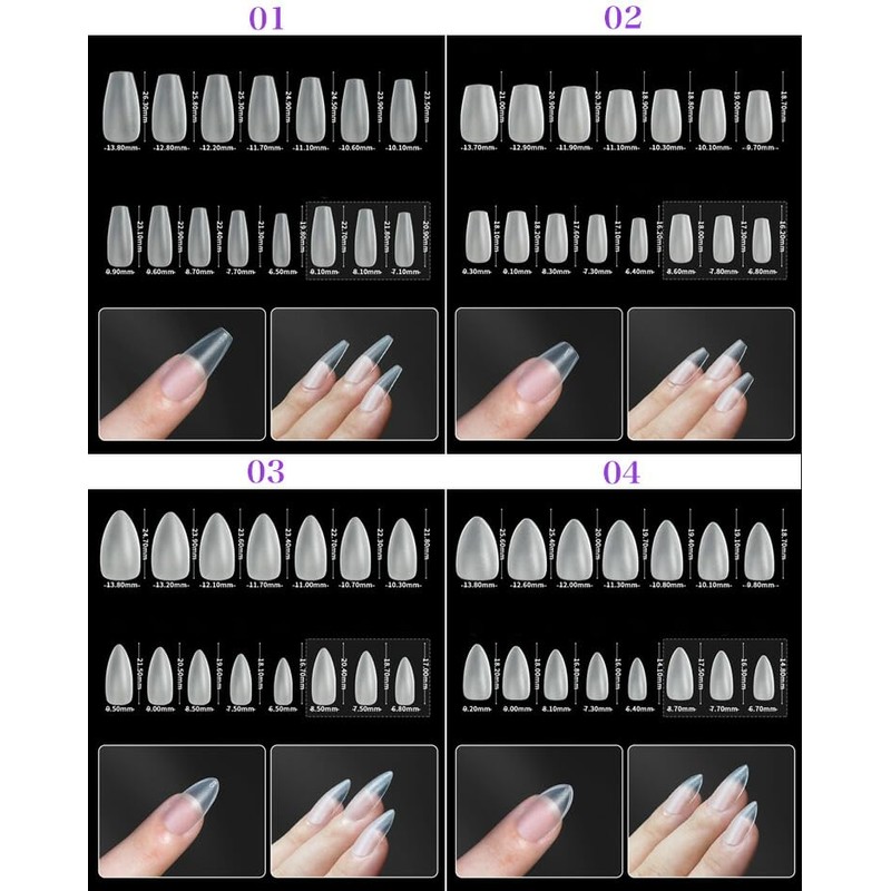 prendre PR-NAIL24C-05 Nail Tips, Clear, 300 Pieces, Matte, Transparent, 15