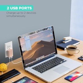 Cargador de Pared USB iHome de 2 Puertos: Cargador USB Multipuerto AC Pro, Adaptador de Enchufe USB y Bloque de Carga para Teléfono, Enchufe de Pared 