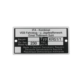 FEZ Nameplate KR51/1 aluminium badge