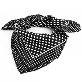 uxcell Women Polyester Fashion Round Dots Square Scarf Wrap Black White