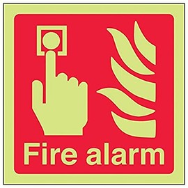 Vsafety 13011AF-G'Fire Alarm Logo' Sign, Square, 100 mm x 100 mm (Pack of 3)