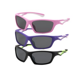 Karsaer 3 Pcs Kids Polarized Sports Sunglasses TPEE Unbreakable Glasses for Girls Boys Age 3-8 Cycling Running