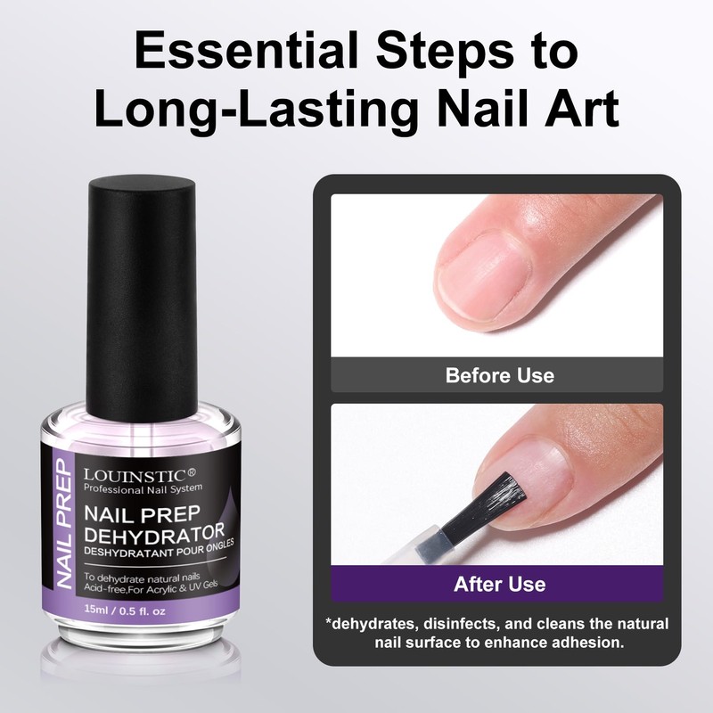 Nail Dehydrator 15ml, Acid-Free Nail Prep Dehydrate, Air-Dries in 3s