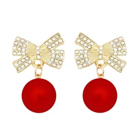 Christmas Bow Earrings for Women Rhinestone Bow Earrings Red Stud Earring Wedding Party Birthday Christmas Jewelry Gifts