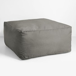 Sorra Home Sunbrella Knife Edge Pouf Cushion - Square, Outdoor Stuffed Plush Ottoman & Foot Rest Stool - Balcony, Patio, Poolside Furniture Accessory - Canvas Charcoal (30" x 30" x 15")