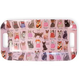 Boston International Melamine Handles, 15 x 8, Cool Cats Serving Tray