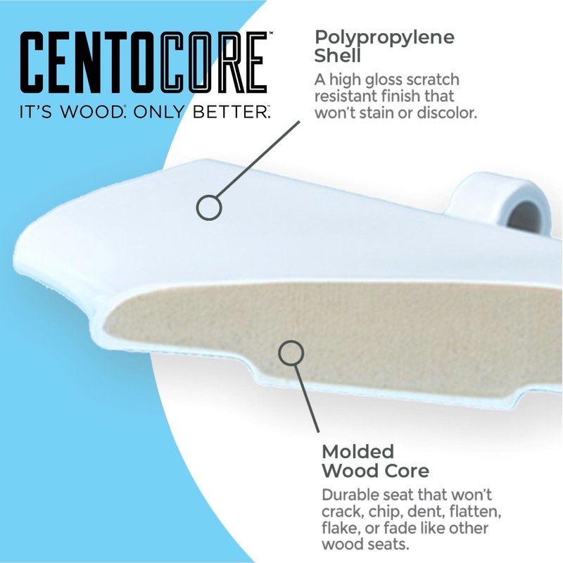 Centoco Wooden Toilet Seat Elongated, Closed Front with Cover, Residential,