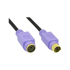 InLine® PS/2 cable, InLine®, M/F, black/purple, golden contacts, 2m
