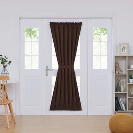 Deconovo Blackout Door Curtain – Thermal Insulated Privacy Curtain for French & Front Doors with Adjustable Tieback, Room Darkening, Energy Saving, Noise Reducing,Dark Brown,W54 x L72,1 Panel