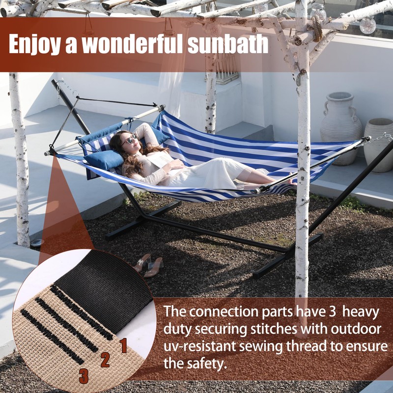 TegerDeger Anti-flip 12FT Hammock Large Hammock 450LB Capacity with Iron