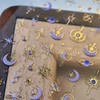 Star Moon Nail Sticker 5D Embossed Gold Sun Purple Moon