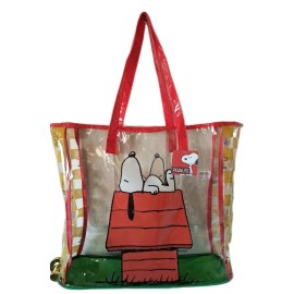 Legacy Licensing Partners Peanuts SNOOPY & WOODSTOCK XL CLEAR Reusable Tote/Shopping/