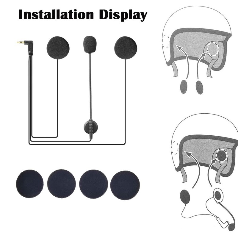 QSPORTPEAK Motorcycle Intercom Accessories, Microphone Headphones Hard Cable Headset for