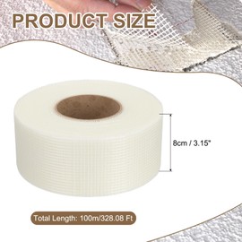 PATIKIL Drywall Repair Mesh Tape, 3 inch x 328 ft Fiberglass Repair Patch Self-Adhesive Dry Wall Joint Tape 7 Mesh Wall Hole Crack and Seam Patch, White