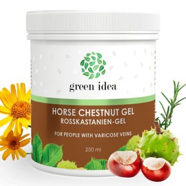 Green idea - Horse Chestnut Ointment Gel 250 ml - Varicose Veins Cream - Leg Cream with Arnica, Horse Chestnut, Rutin - Against Spider Veins and Hemorrhoids - Venous Ointment - Made in the EU