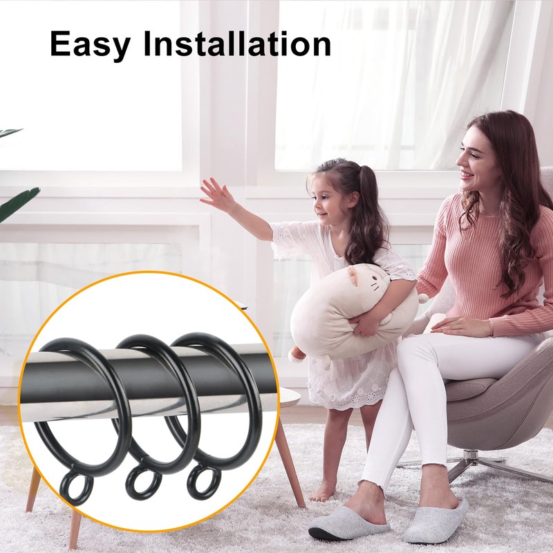 SKAGIT 46 PCS Drapery Rings with Eyelets for 0.8~1.0-inch Curtain