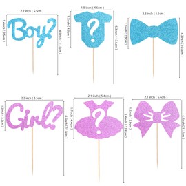 24Pcs Gender Reveal Cupcake Toppers Baby's Boy or Girl Glitter Cupcake Picks Kids Birthday Party Decors Baby Shower Party Decoration Supplies