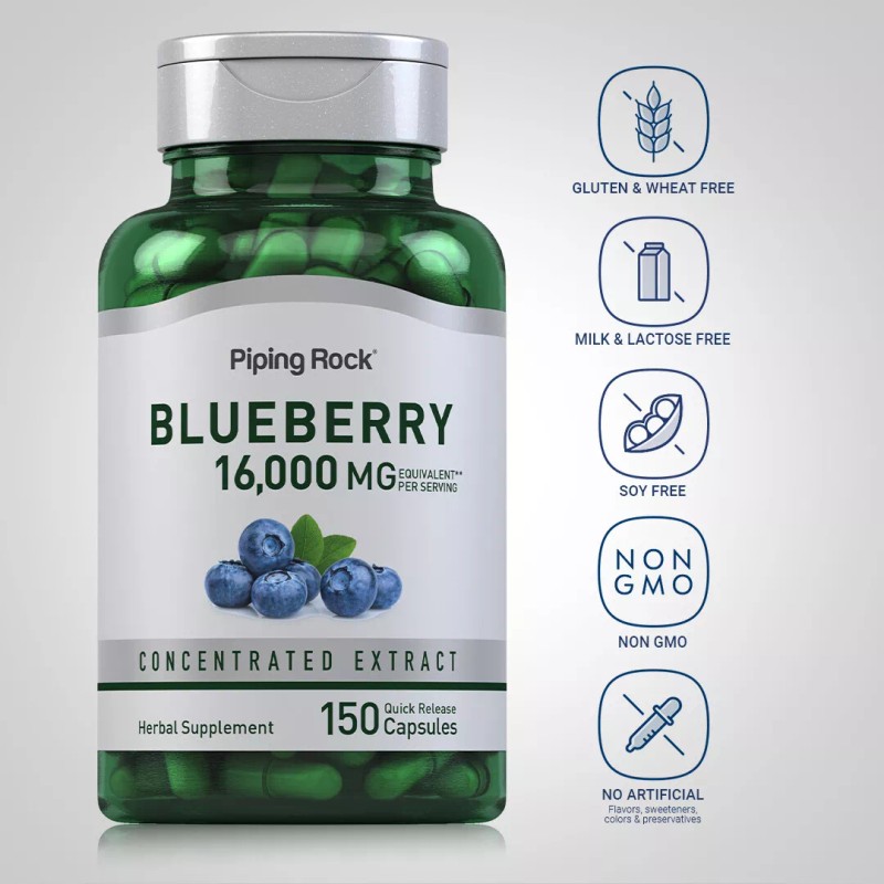 Piping Rock Blueberry Extract Capsules 16000mg | 150 Count |