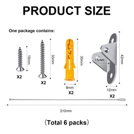 6 Packs Metal Furniture Straps,Baby Proofing Furniture Wall Anchor,Anti-Tip Furniture Anchor Furniture Straps kit for Baby Proofing, Pet Protecting,Secure Bookshelf, Cabinet, Dresser