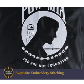 Homissor Pow Mia Flag Embroidered 6x10 Outdoor - Heavy Duty Double Sided You are Not Forgotten War Flags 300D Nylon Military Pow Flags for Outside
