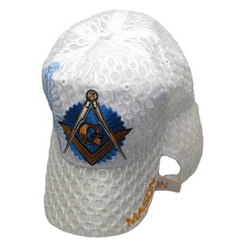 Mason Masons Freemason Masonic White Shadow Trucker Mesh Texture Embroidered Cap Hat