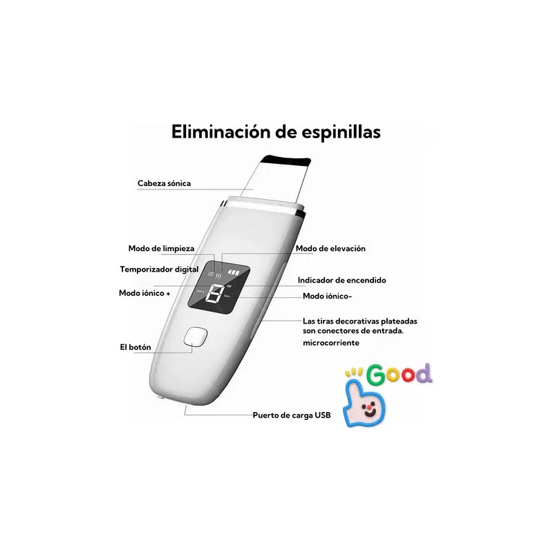 Ultrasónico Exfoliación Limpiador Cuidar Piel,skin Scrubber