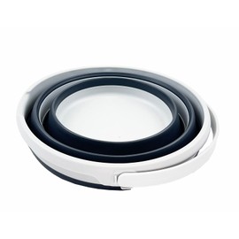 SAMMART 10L (2.6 Gallon) Collapsible Plastic Bucket - Foldable Round Tub - Portable Fishing Water Pail - Space Saving Outdoor Waterpot, Size 33cm Dia (Grey/Charcoal Black)