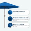 PatioKingdom Auto-Tilt 9FT Patio Umbrella Outdoor with 8 Sturdy Fiberglass