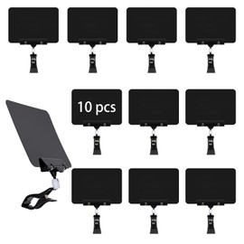 Ayuanb 10 Pack Mini Plastic Chalkboard Sign with Clip, Double Head Rotating Display Price Tags Merchandise Sign Clip Holder for Business Retail Food Clothing Rack Shelf Basket Sign Display (Black)