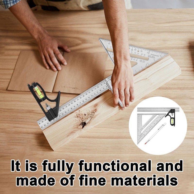 2 Pcs Square Ruler Tool Set, Combination Rulers and Triangle