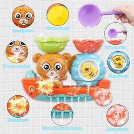 HAPEMEIN Juguetes de Baño para Niños, Juguetes De Baño para Niños con 2 Potentes Ventosas,Juguete de Regaderita de Baño para Bebé 2 3 4 5 6 Años (SET2)