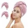 M-Bestl 2 Pack Pink Microfiber Hair Towel Wrap PINK