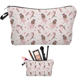 HGSHUO Ballerina Cosmetic Bag Makeup Bag with Zip Cosmetic Bag Girls Toiletry Bag for Children Women Toiletry Bag Travel, pink