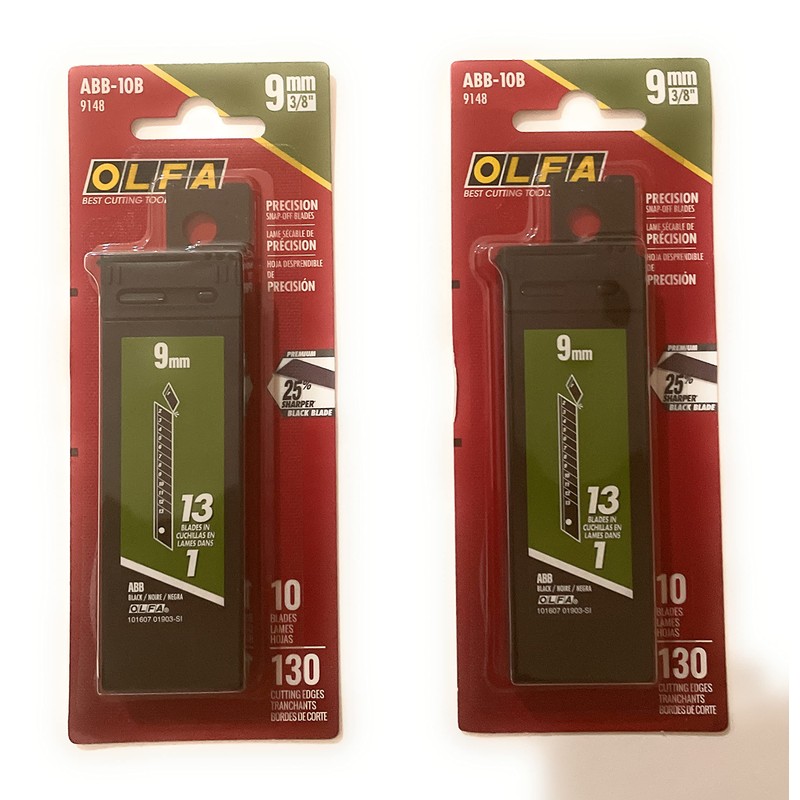 OLFA 9148 ABB-10B 9mm UltraSharp Black Snap-off Blade, 10-Pack (2