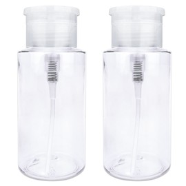 PANA Brand 7oz. (Quantity: 2 Pieces) Professional Push Down Liquid Pumping Empty Bottle Dispenser (Clear, NO WORDING!!)