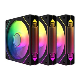 Jungle Leopard Prism4 Pro X3 120mm ARGB Reverse Case Fans,Infinity Mirror RGB Light Effect 5V 3PIN Motherboard Light Sync 800~1800RPM PWM PC Fan Suitable for Computer Case(Triple Pack Black)