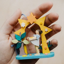 Graupner Holzminiaturen® Sterntaler Fairy Tale Christmas Tree Decoration Made of Wood, Original Erzgebirgische Holzkunst®, High-Quality Handmade, Miniature Figures
