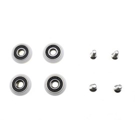 Hahiyo 25mm Diameter Bearing Steel Shower Door Wheels with Stainless Steel Screws Smooth Rolling Easy Install Durable Nylon Rollers Runners Ball Bearings 4 Sets for Bathroom Kitchen Drawers Track