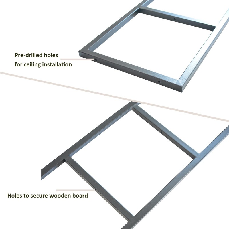 DIYHD 2 Tier Ceiling Mount Pipe Shelf Brackets, Industrial Rustic