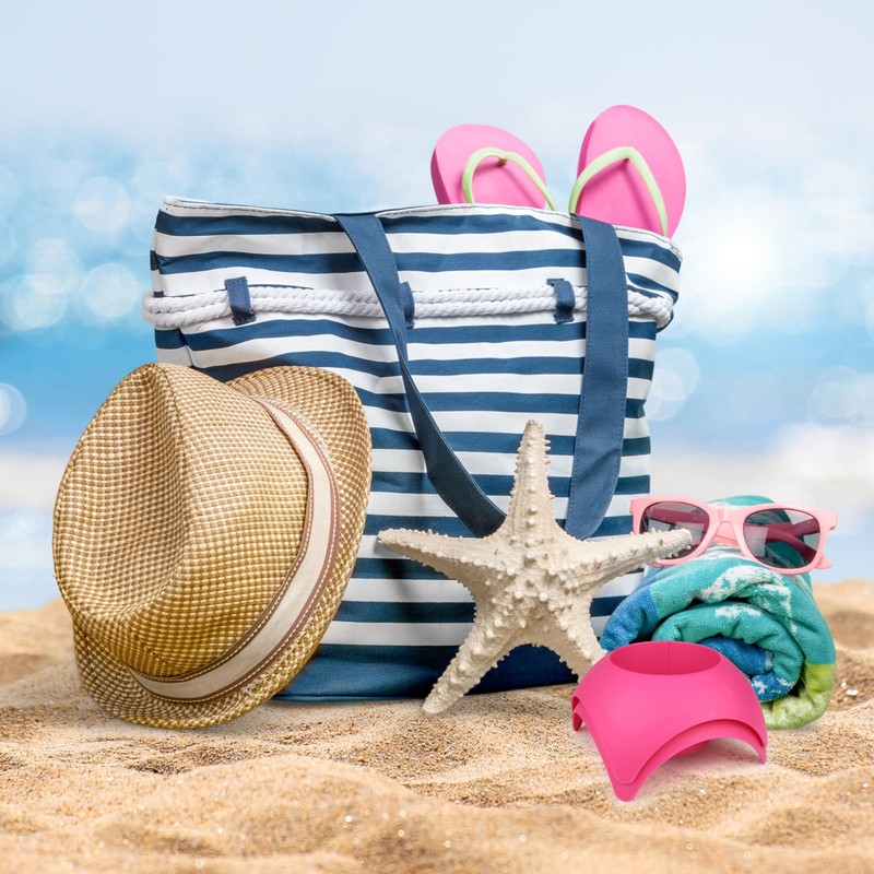 Set of 2 Turtleback Sand Coaster Cup Holder Hot Pink