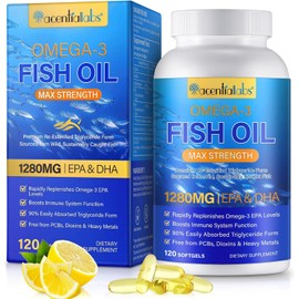 Omega 3 de aceite de pescado, cápsulas blandas de aceite de pescado, ácidos grasos que incluyen EPA y DHA para mujeres y hombres, 120 cápsulas blandas
