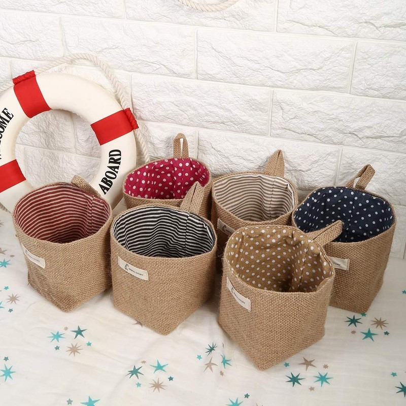 Cotton Linen Storage Bag, Clothes Bag Hanging Cotton Linen Basket