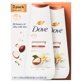 Dove Pampering Shea Butter & Vanilla Liquid Body Wash, 20 oz - 2 Pack (40 oz)