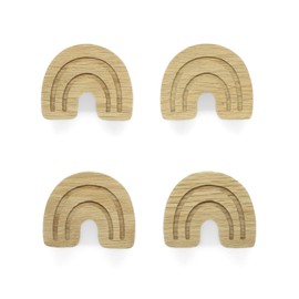 PLT Fairy Tale Motif Furniture Handles for Kids Furniture Made of Untreated Oak Wood Knob, Knob, Space, Dresser, Cupboard, Drawer, Door, Nursery Gift (4, Rainbow)