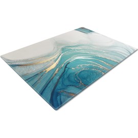 Chopping Board | Glass Chopping Boards for Kitchens | Glass Worktop Savers for Kitchen | Cutting Boards for Kitchen | Chopping Board Non Slip | Small Chopping Board | Teal White Gold