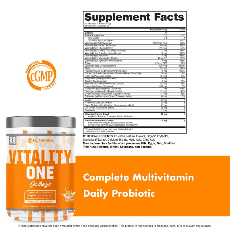 NutraOne VitalityOne On The Go Complete Multivitamin, Probiotic and Enzyme