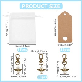 PH PandaHall 35 Sets Angel Keychain Favors Funeral Favors Organza Gift Bags Pearl Keyring Celebration of Life Favor Small Mesh Bags with Blank Tags for Memorial Party Supplies Baptism Guest Return