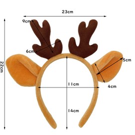 Samcos Christmas Reindeer Headband, 2 Colors, Deer Antler Hair Accessory, Costume, Cute Hair Ornament, Cosplay, Unisex (Brown)