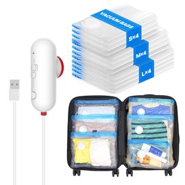 VMstr 12 Pack Travel Vacuum Storage Bags with USB Electric Pump, Compression Bags for Travel, Space Saver Bags for Clothes